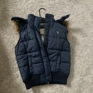 Navy Abercrombie and Fitch vest with fur